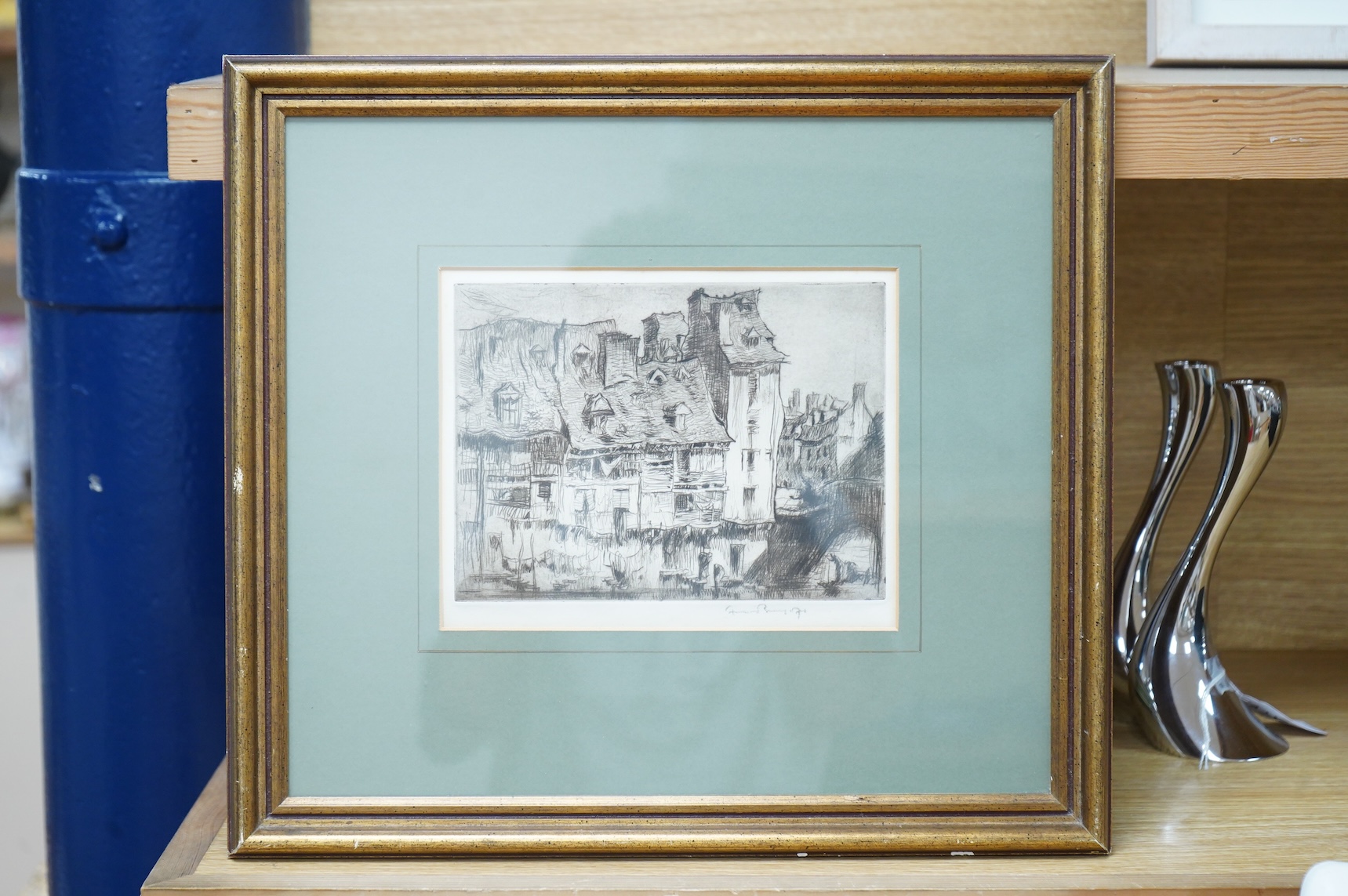 Sir Frank Brangwyn RA RWS RBA (1867-1956), ‘Old House, Espalion’, signed, etching, 17 x 21cm